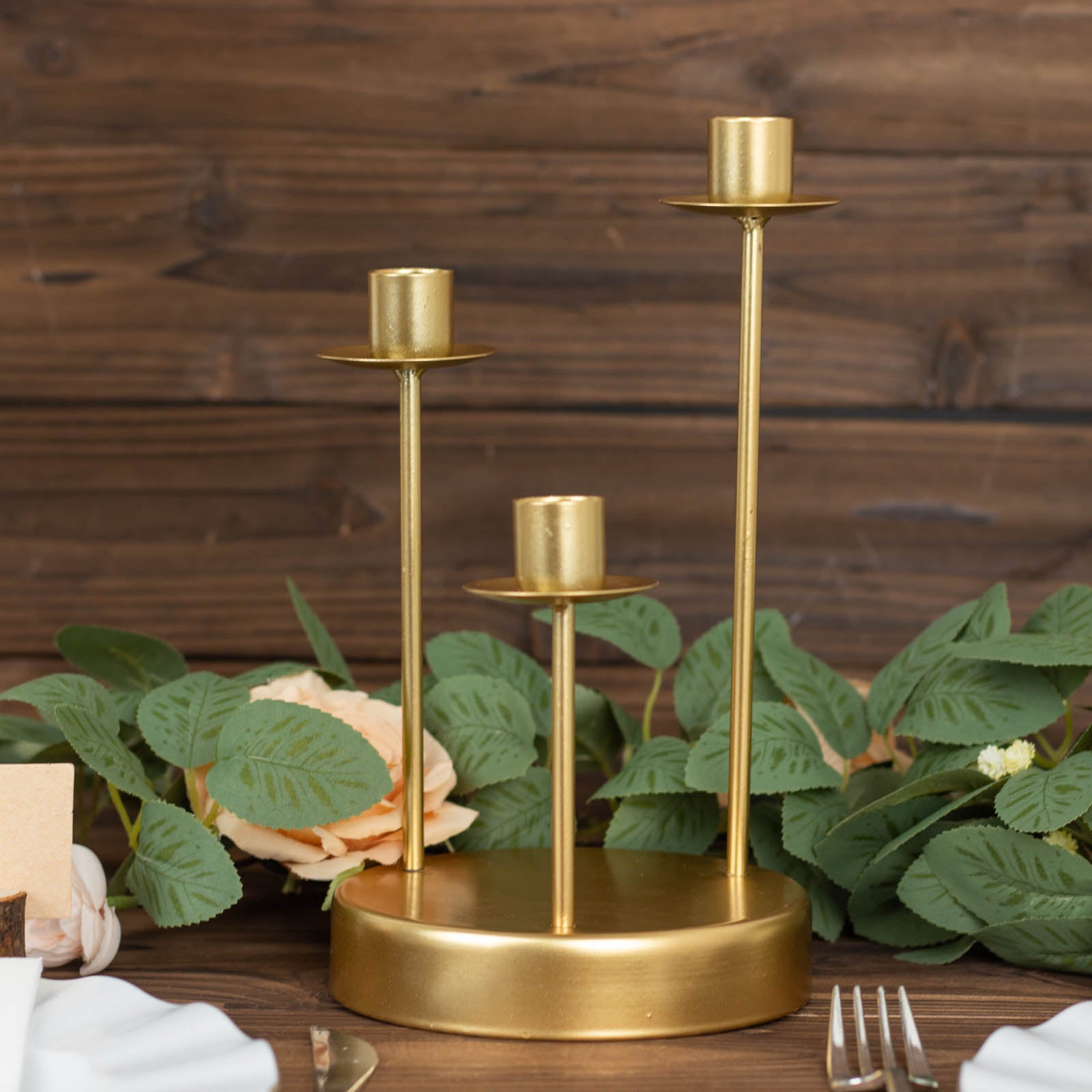 Vintage Gold Metal Taper Candle Holder Centerpiece, Round Tabletop ...