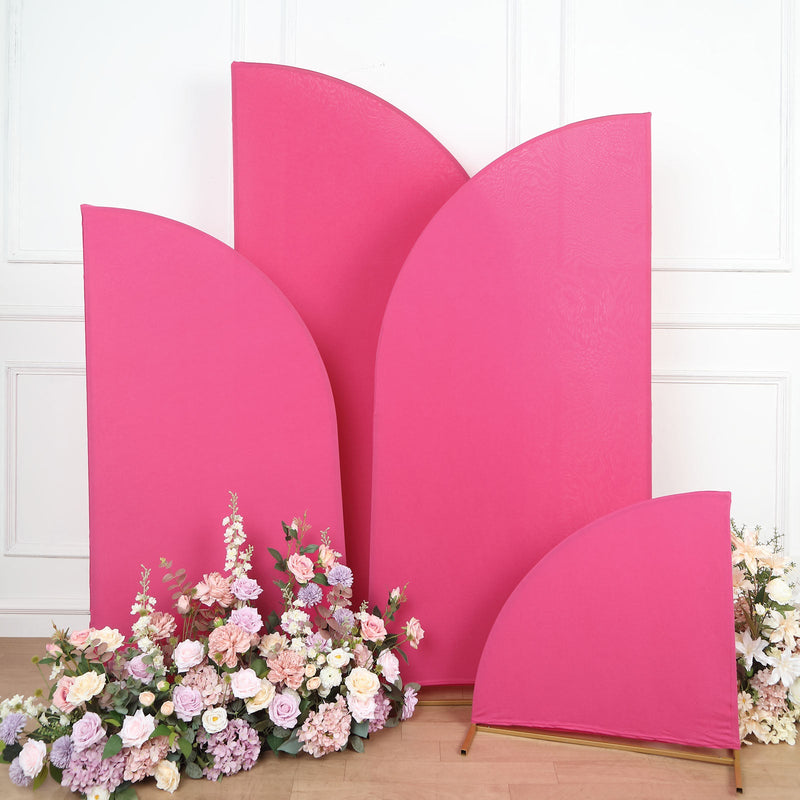 Set of 4 Matte Fitted Spandex Half Moon Arch Covers, Custom Fit Chiara Backdrop Stand Covers 2.5ft,5ft,6ft,7ft