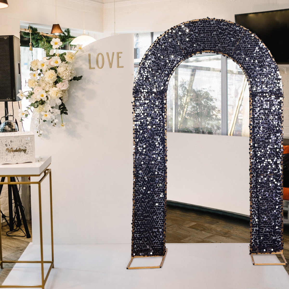 Double-Sided Big Payette Sequin Open Arch Backdrop Cover 8ft – eHomemart