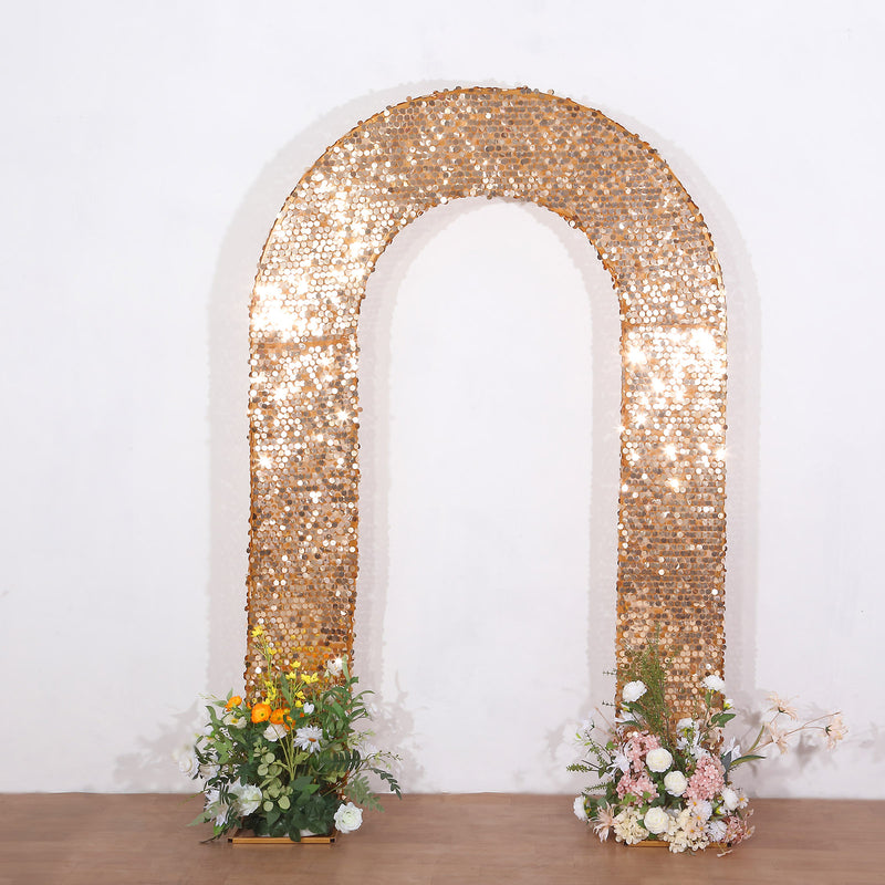 Double-Sided Big Payette Sequin Open Arch Backdrop Cover, U-Shaped Fitted Arch Slipcover 8ft