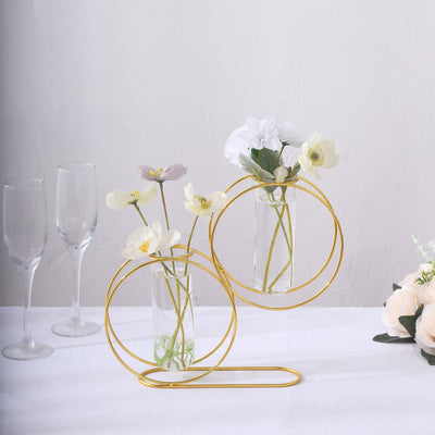 metal flower stand, test tube vase, geometric vase, metal flower vase, modern vase#color_gold