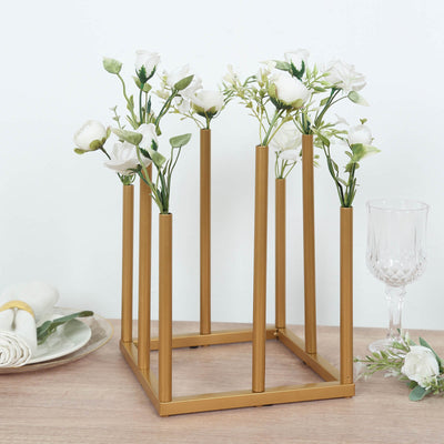 metal flower vases, single flower vases, floral vase, tube vases, bud vase centerpiece#color_gold