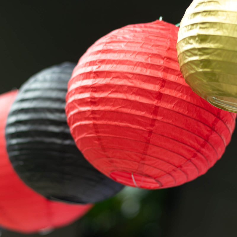 Set of 8 Hanging Paper Lanterns, Assorted Size Decorative Round Chinese Sky Lanterns - 6