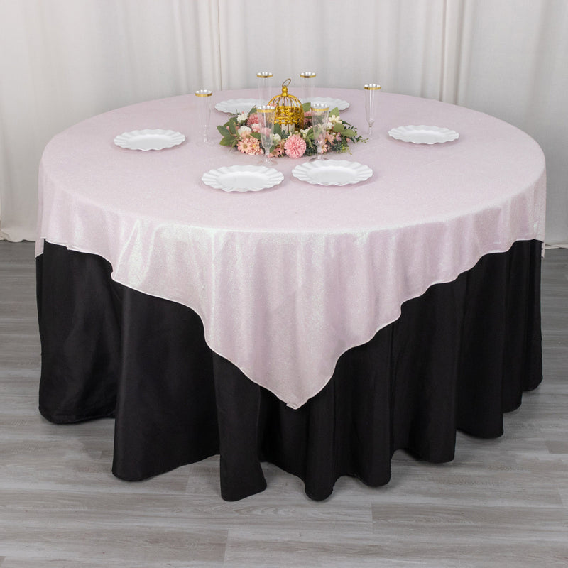 Glitter Sparkle Polyester Table Overlay, Shimmery Square Table Topper 72