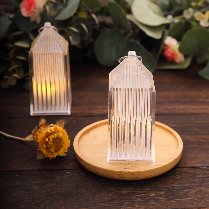 6 Pack Clear Warm White Mini Hanging Lantern Dimmable LED Lamp, Battery Operated Decorative Lantern Centerpiece - 3.5