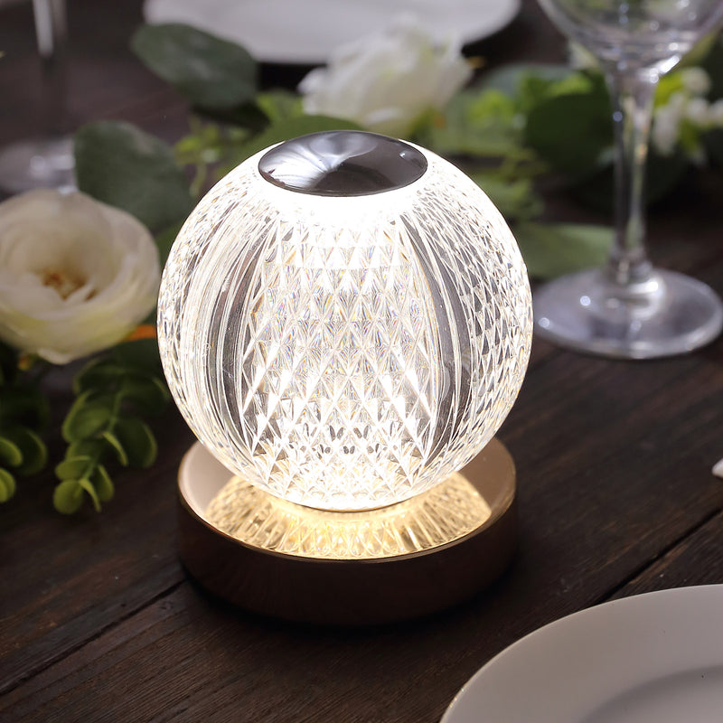 Diamond Cut Crystal Ball Dimmable LED Table Lamp With Touch Control, Cordless Rechargeable Decorative Night Light 5