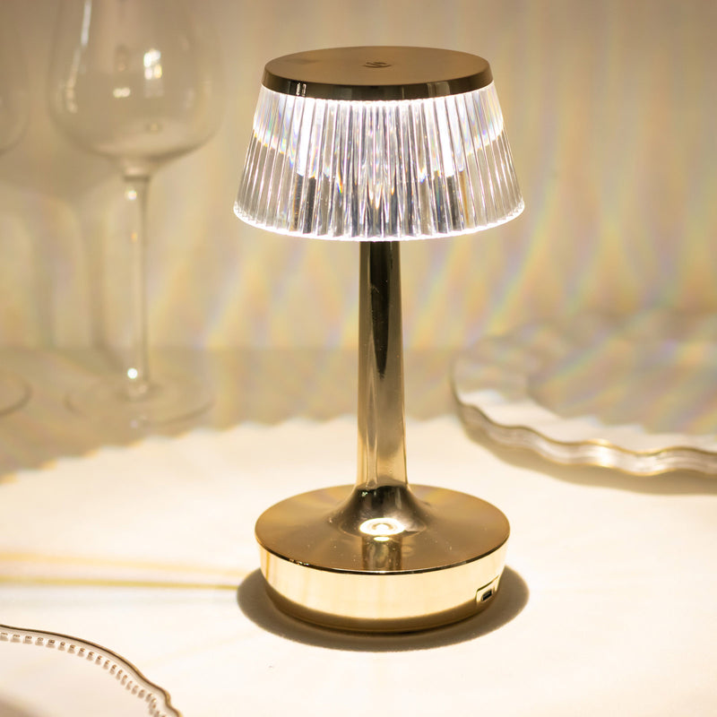 Clear Gold Mushroom LED Crystal Table Lamp Centerpiece with Touch Control, 9