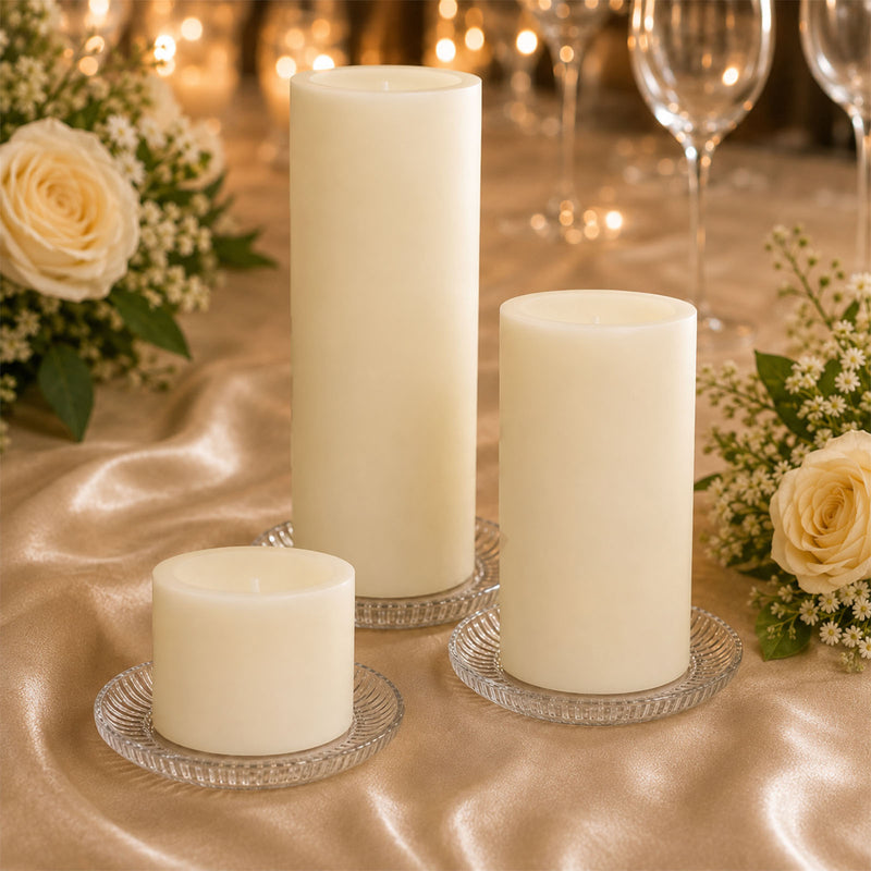 Set of 6 Flameless LED Pillar Candles, Ivory Flat Top Real Wax Battery Operated Candles with Flickering Light & 6/18H Auto Timer