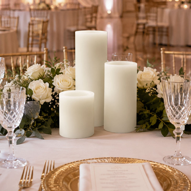 Set of 6 Flameless LED Pillar Candles, White Flat Top Real Wax Battery Operated Candles with Flickering Light & 6/18H Auto Timer
