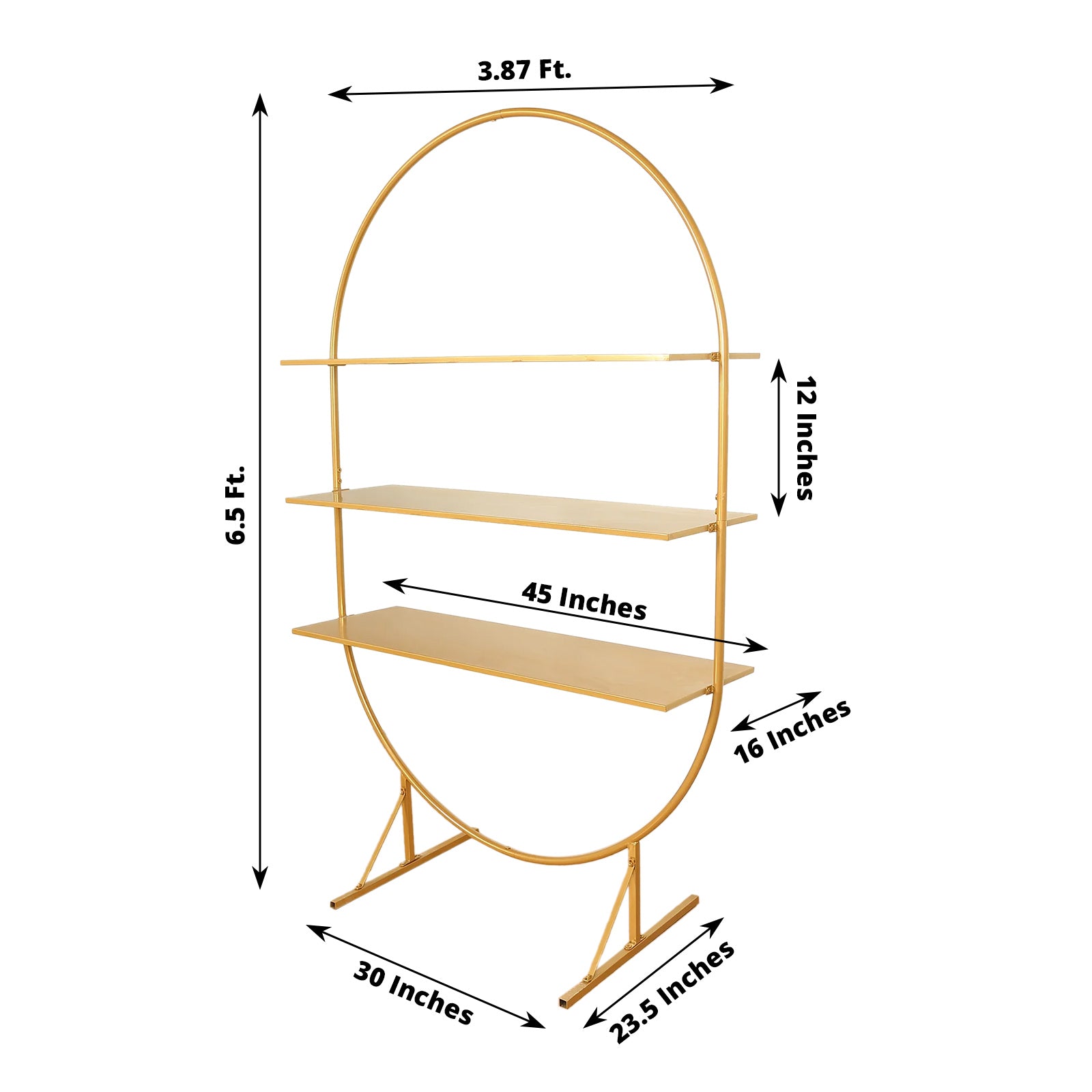 Large 3-Tier Gold Metal Arch Dessert Display Stand, Oval Shelf Rack ...