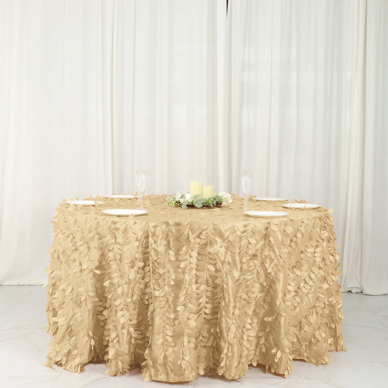 3D Leaf Petal Taffeta Fabric Seamless Round Tablecloth 132