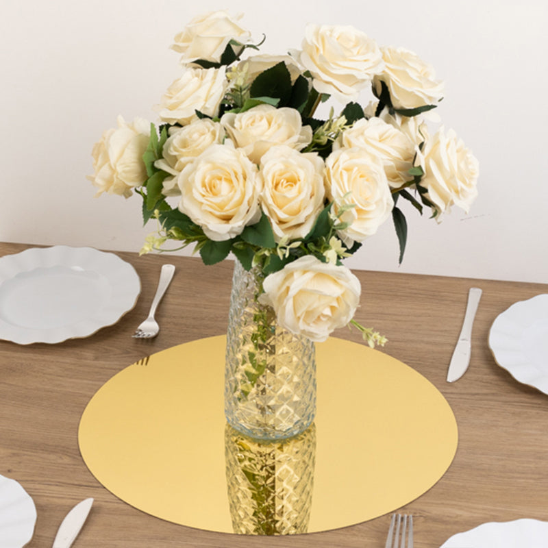 10 Pack Gold Round Acrylic Mirror Tray for Decoration, Large Circle Candle Plate Centerpiece Bases - 16