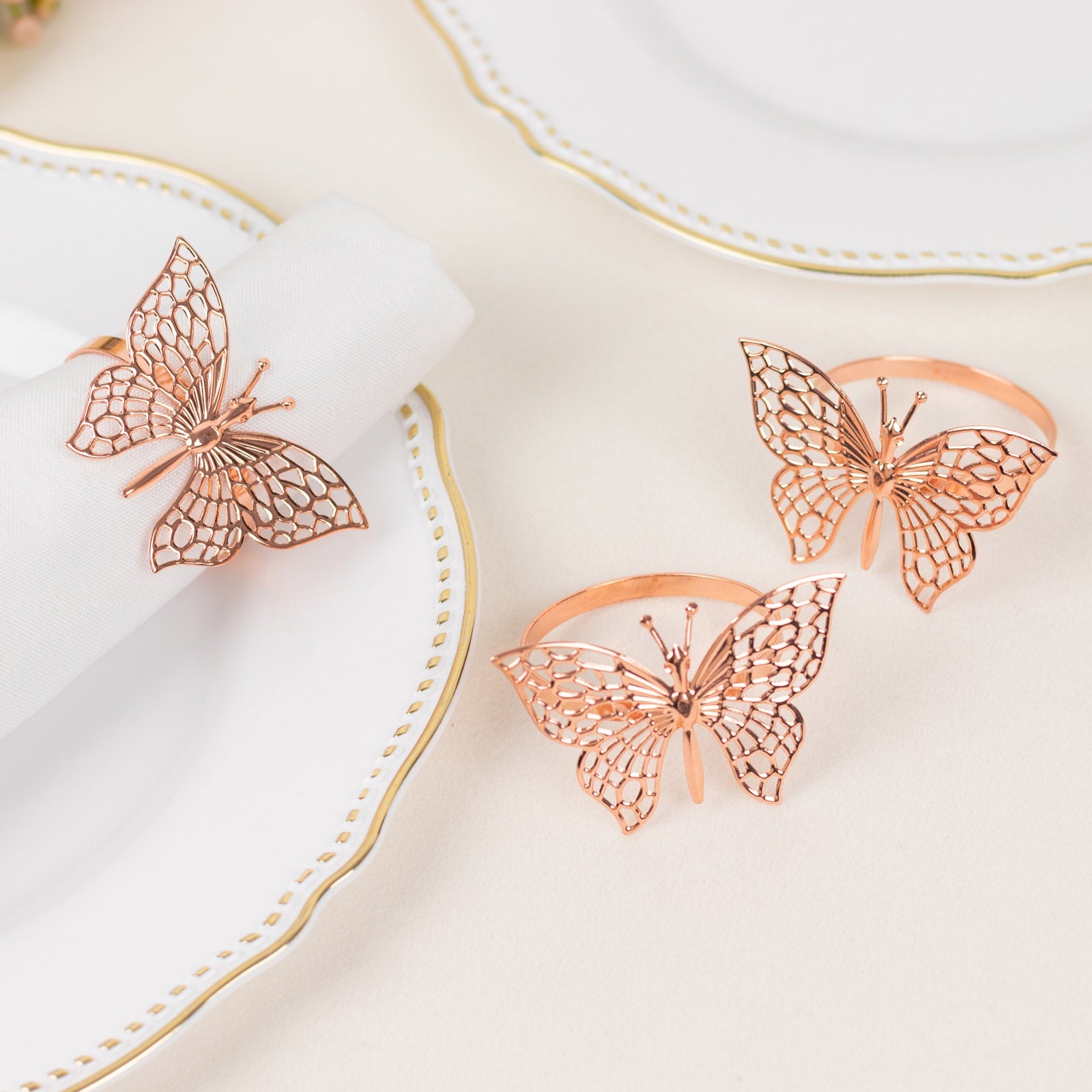 Metallic Laser Cut Butterfly Napkin Rings, Decorative Napkin Holders