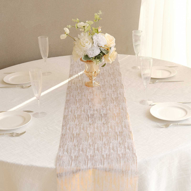 Metallic Gold Brushed Non-Woven Faux Suede Table Runner - 11