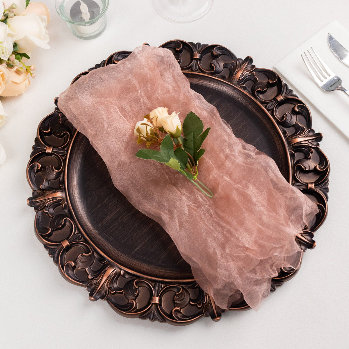 Sheer Crinkled Organza Napkins, Shimmer Decorative Dinner Napkins ...