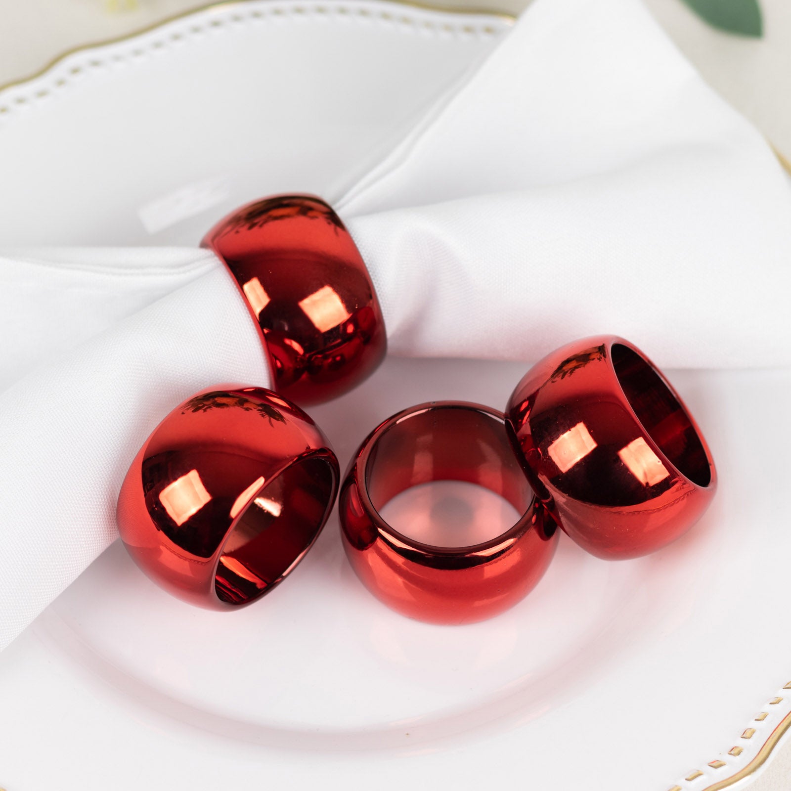 Pinpoint Napkin Rings Shiny Metallic Acrylic Napkin Rings – eHomemart