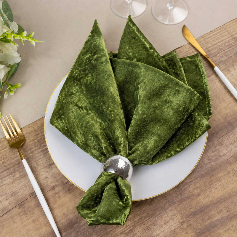 5 Pack Premium Crushed Velvet Cloth Napkins, Decorative Soft Linen Dinner Napkins - 20