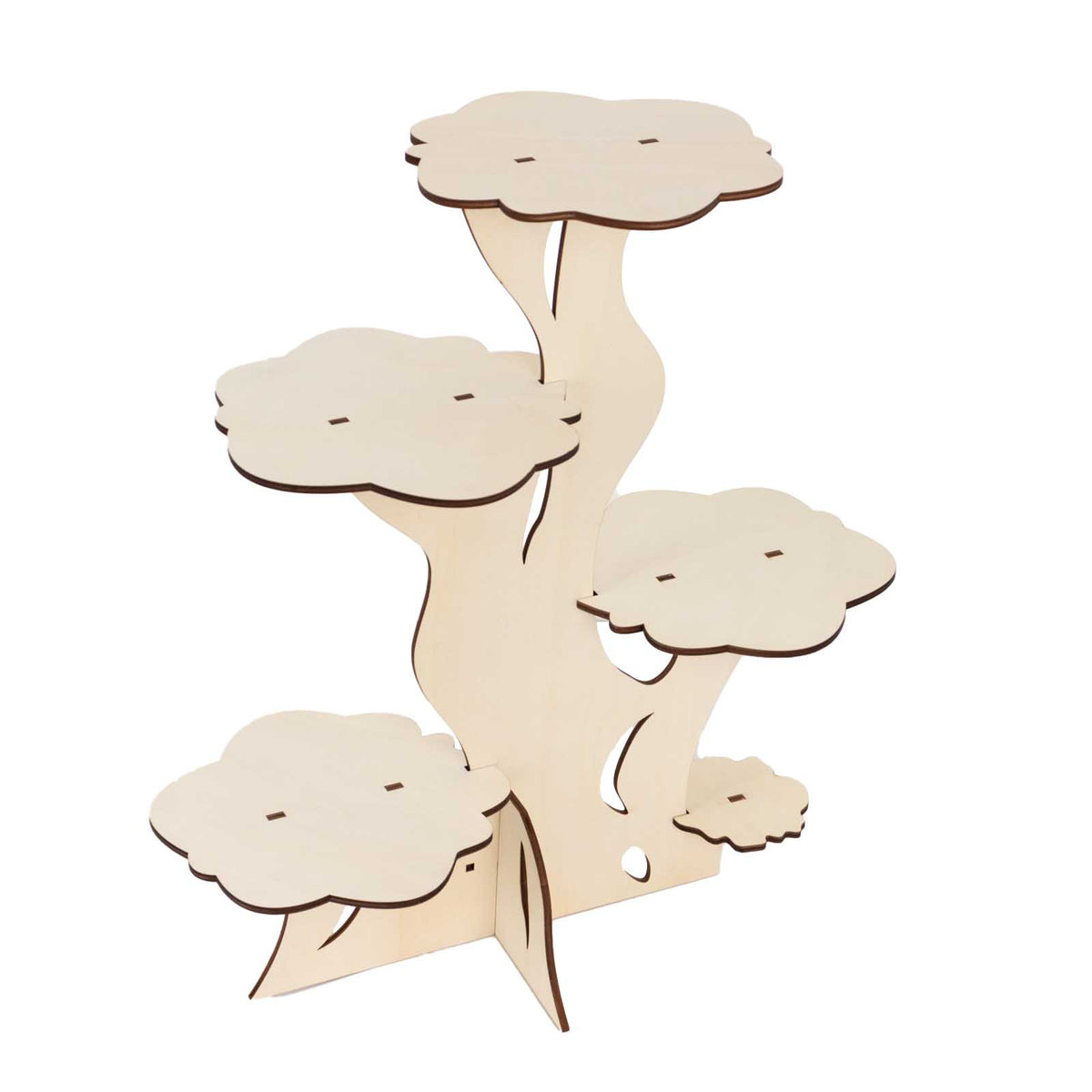 5-Tier Natural Laser Cut Wooden Tree Tower Pedestal Riser, Rustic Dess ...