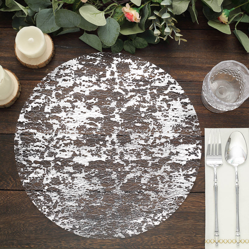 10 Pack Metallic Foil Mesh Disposable Table Placemats, Round Shiny Dining Mats 13