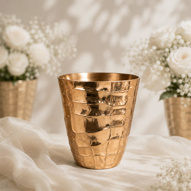 6 Pack Gold Hammered Planter Pots 5.5
