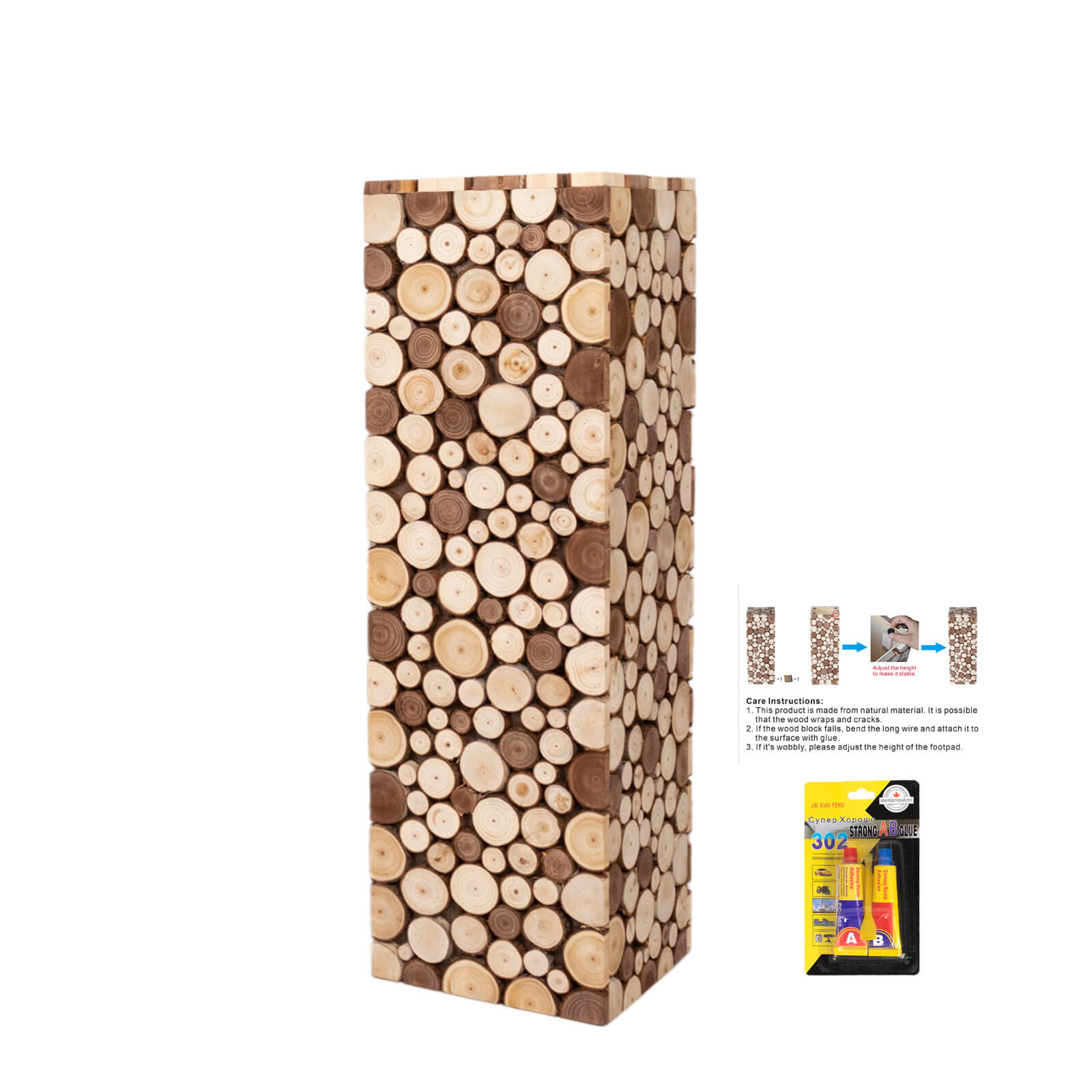 Natural Wooden Slices Pillar Prop Pedestal Stand, Rustic Farmhouse Wood ...