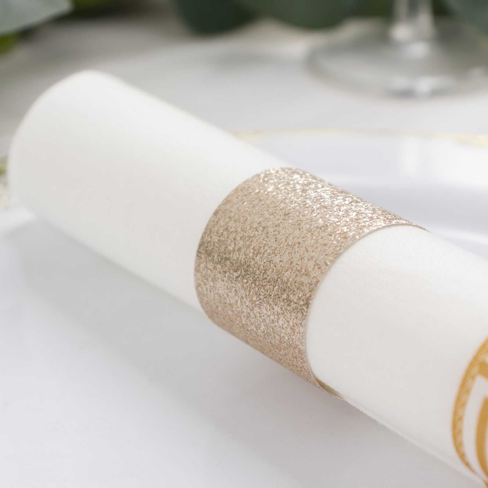 50 Pack Glitter Paper Napkin Rings, Disposable Napkin Holders - 1.5 ...