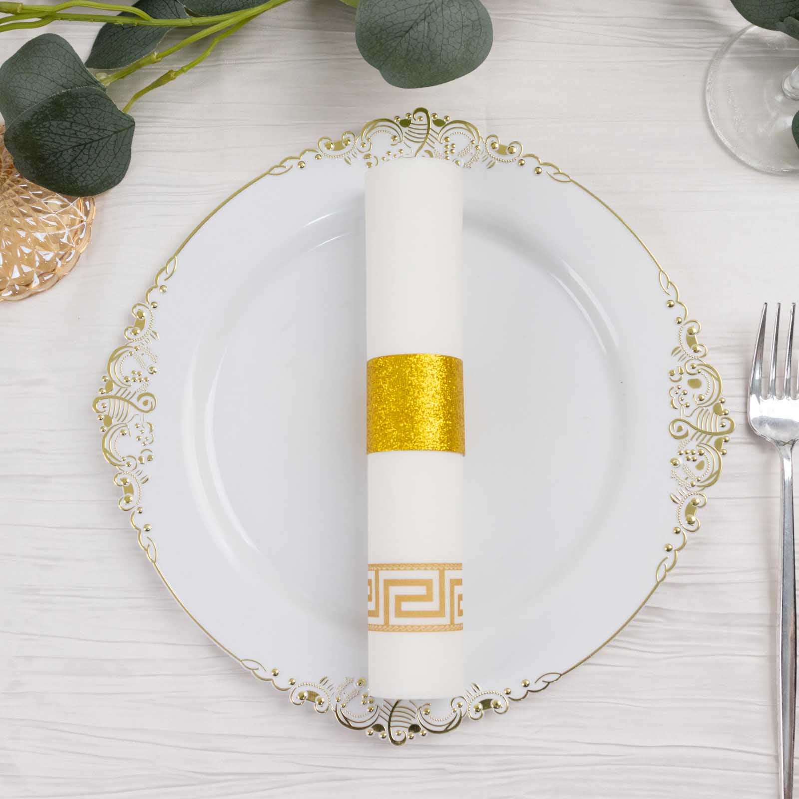50 Pack Glitter Paper Napkin Rings, Disposable Napkin Holders - 1.5 ...