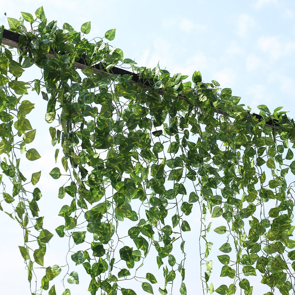 fake hanging indoor plants 4 Pack Green Silk Pothos Artificial Hanging Plants, Fake Foliage Ivy L – eHomemart