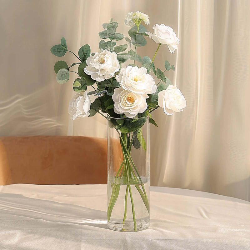 6 Pack Heavy Duty Clear Cylinder Glass Flower Vases