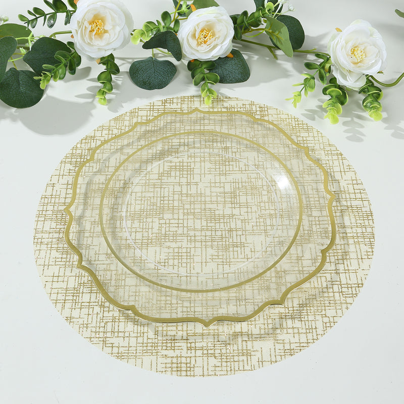 10 Pack Metallic Glitter Mesh Round Placemats, 13