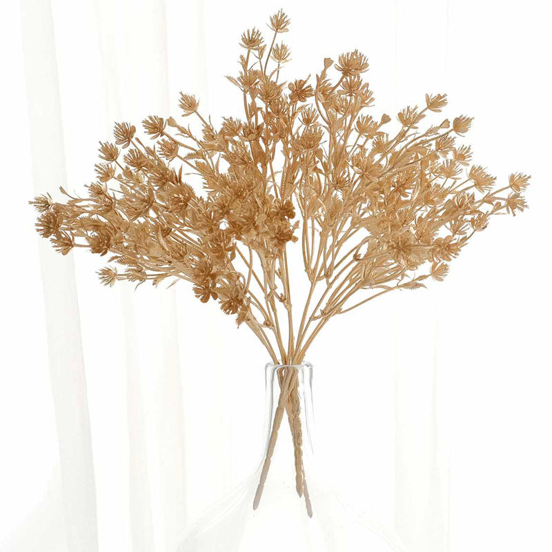 4 Pack Metallic Gold Artificial Baby's Breath Flower Bouquet, Decorative Gypsophila Floral Bushes Sprays - 13