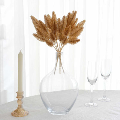 artificial pine grass, pine needles, decorative vase filler, gold leaf decor, leaf stems#color_gold