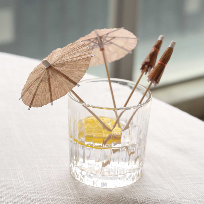 50 Pack Natural Biodegradable Tiki Hut Paper Umbrella Cocktail Sticks, Eco Friendly Bamboo Skewers Party Picks - 6