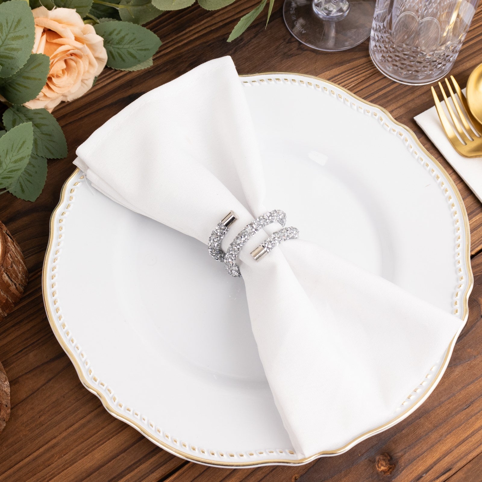 Assorted Napkin Rings 4 Pack Sparkle Rhinestone Swirl Napkin Rings, Elegant Cloth Napkin Hol ...