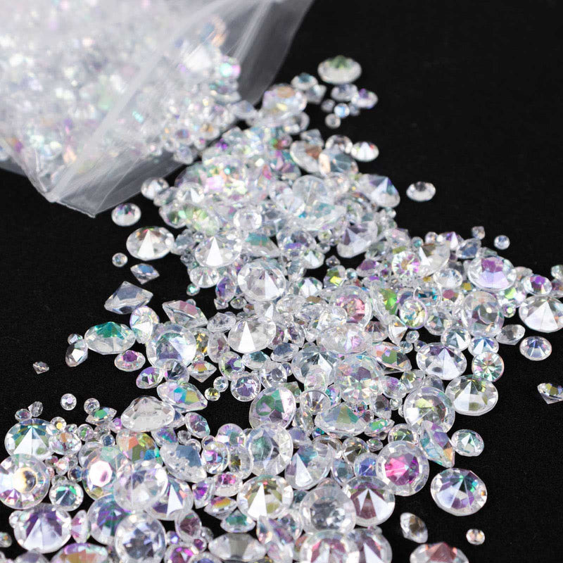 4000 Pcs Iridescent Acrylic Diamond Vase Fillers Table Scatters, DIY Craft Beads Table Confetti - 3mm, 6mm, 10mm