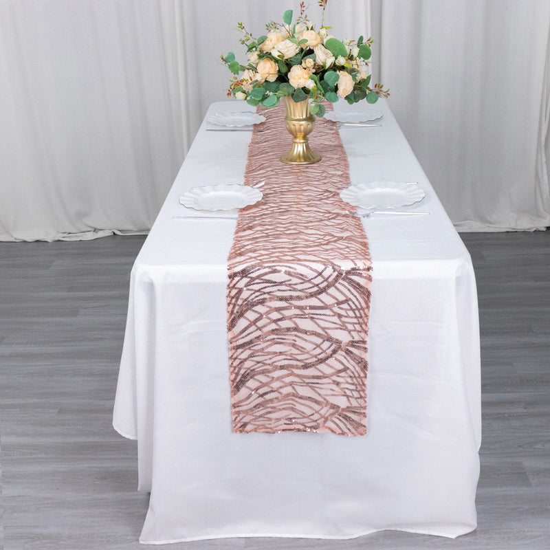 Wave Embroidered Sequins Table Runner 12