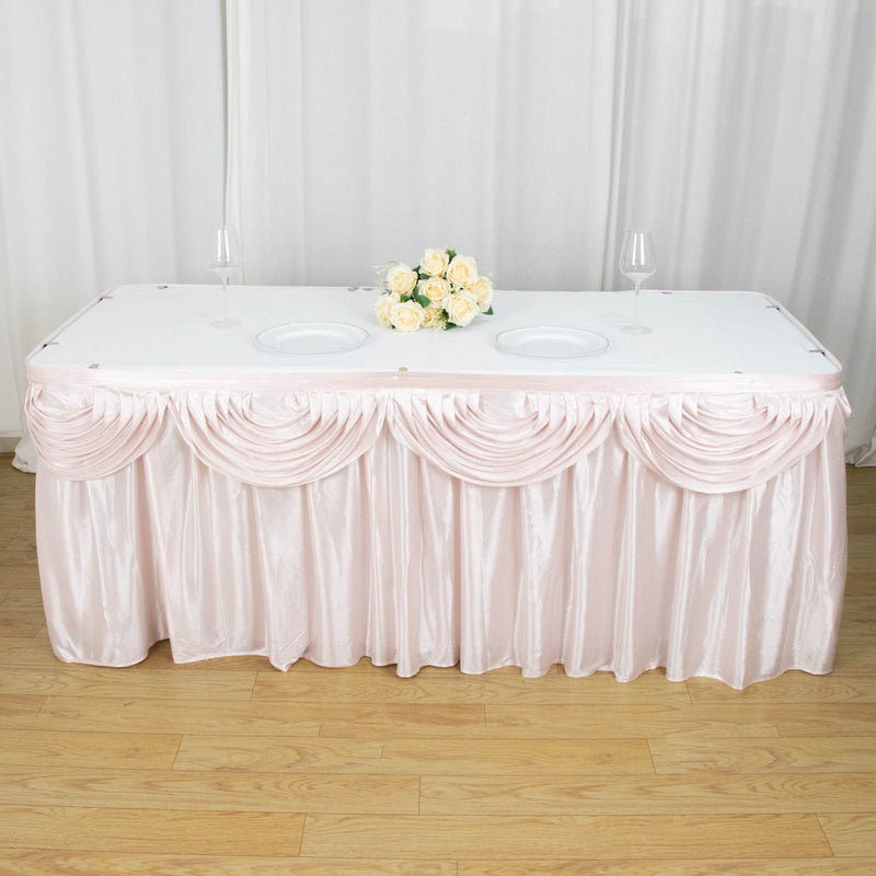 Pleated Satin Double Drape Table Skirt 21ft