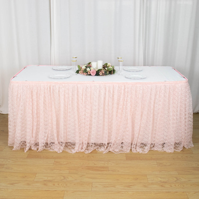 Premium Pleated Lace Table Skirt 17ft