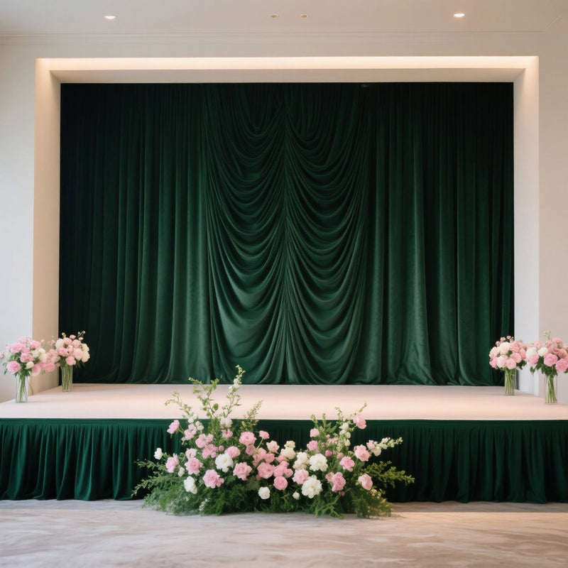 Portable Stage Skirting Polyester Shirred Pleat Stage Cover for Platform - 24