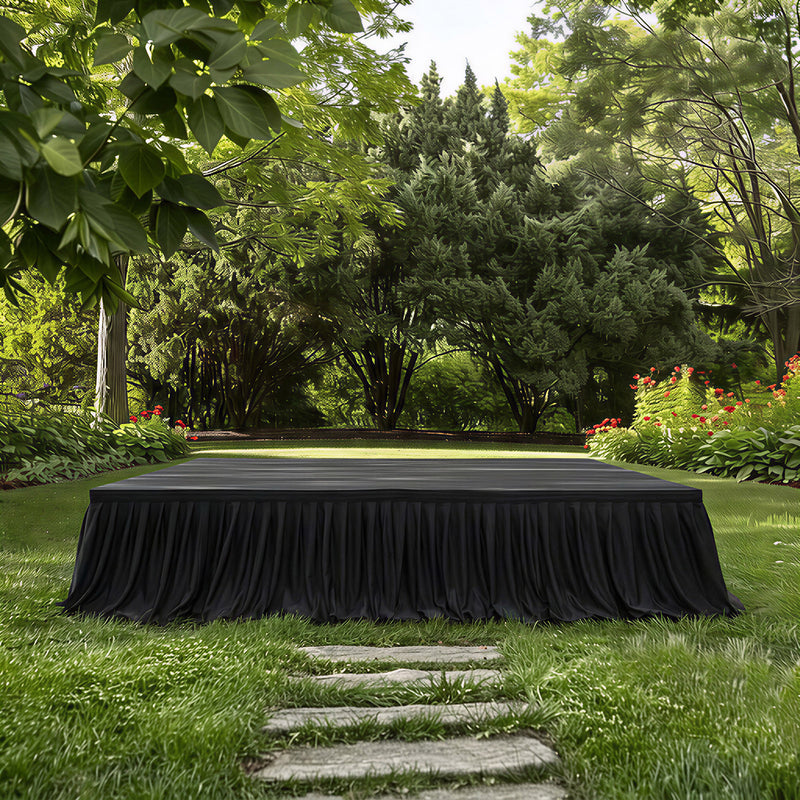 Portable Scuba Stage Skirting Black - Shirred Pleated Wrinkle-Free, Stain-Resistant Platform Cover