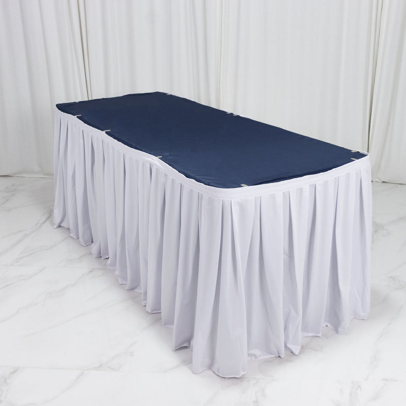 Scuba Table Skirt 14ft White - Shirred Pleat Wrinkle Free & Stain Resistant Event Skirting
