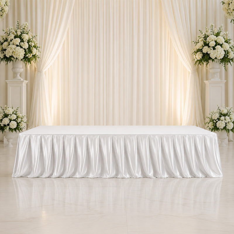 Portable Satin Stage Skirting Shirred Pleated Stage Cover for Wedding & Event Platforms - 24