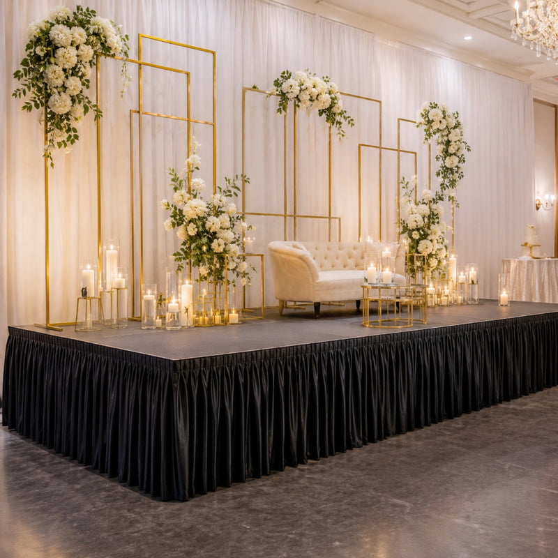 Portable Satin Stage Skirting Shirred Pleated Stage Cover for Wedding & Event Platforms - 36