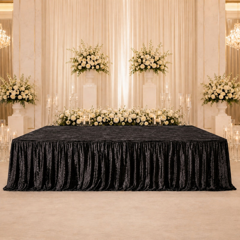 Portable Crushed Velvet Stage Skirts - Shirred Pleated Event Platform Covers 24