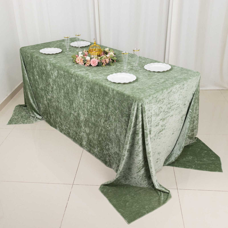 Sage Green Seamless Premium Crushed Velvet Rectangle Tablecloth