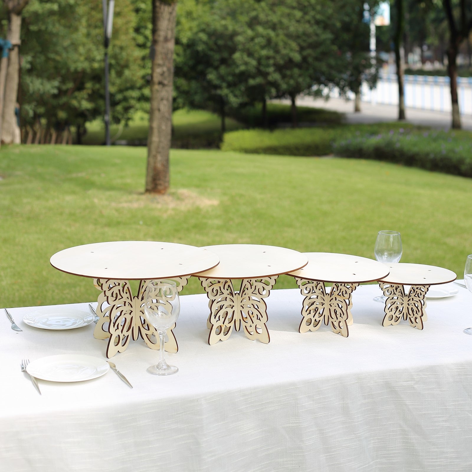 Natural Butterfly Round Wooden Pedestal Riser Table Centerpiece – eHomemart