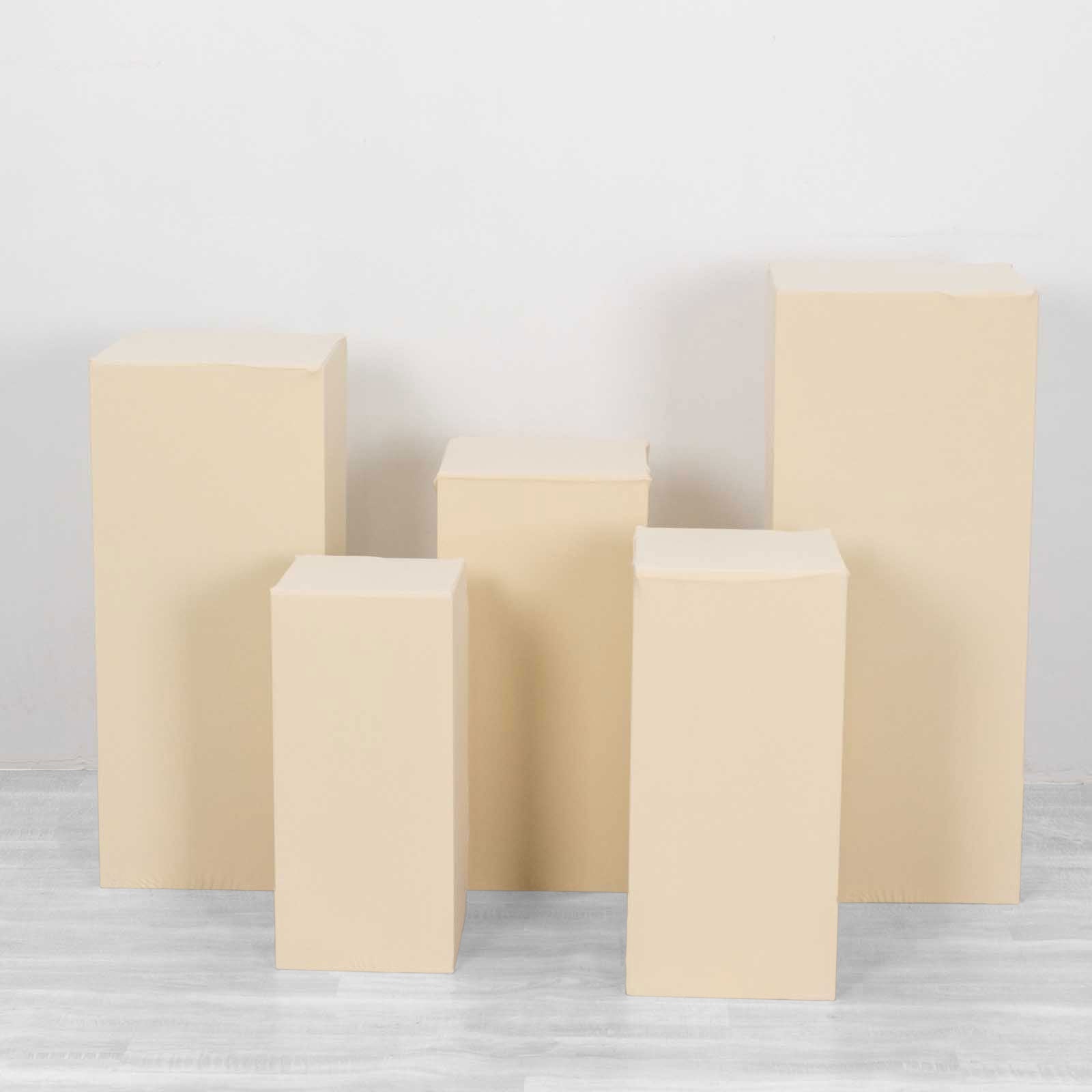 Set of 5 Spandex Rectangular Plinth Display Box Stand Covers, Stretcha ...