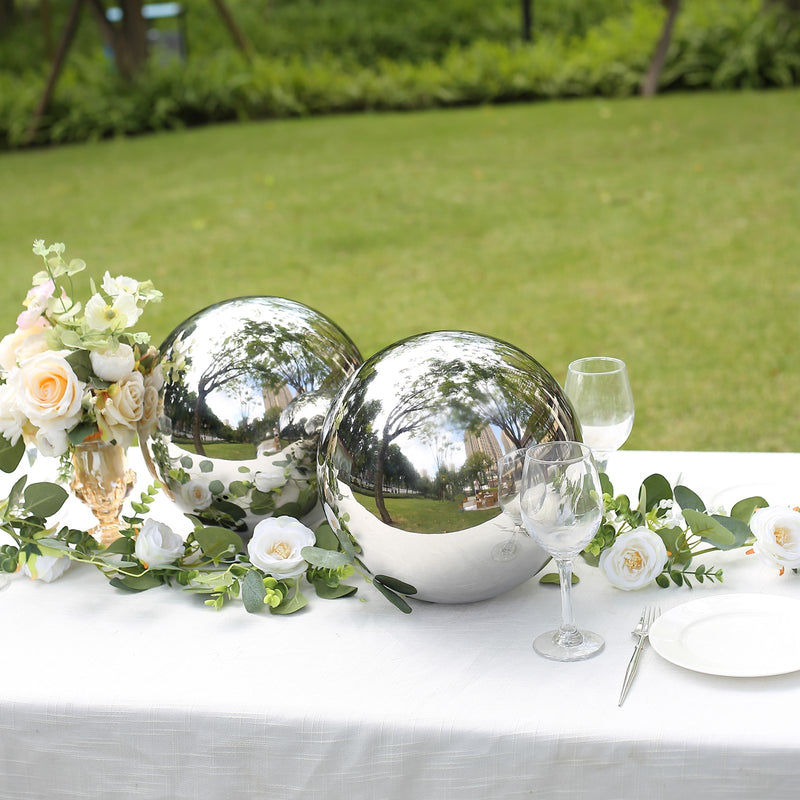 Silver Stainless Steel Gazing Globe Mirror Ball, Reflective Shiny Hollow Garden Spheres