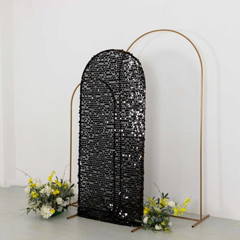 Sparkly Big Payette Sequin Fitted Chiara Backdrop Stand Cover for Round Top Arch - 6ft