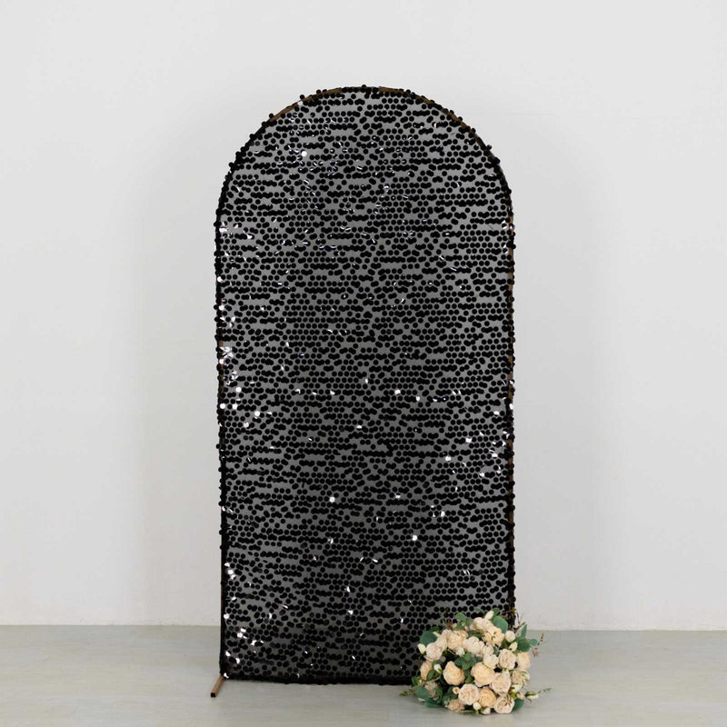 Sparkly Big Payette Sequin Fitted Chiara Backdrop Stand Cover for Round Top Arch - 7ft